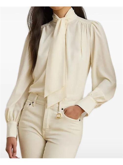 Camicetta in georgette con fiocco LAUREN RALPH LAUREN | 200P14083001.MASCARPONE CREAM